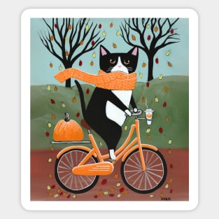 Autumn Tuxedo Bicycle Ride Sticker